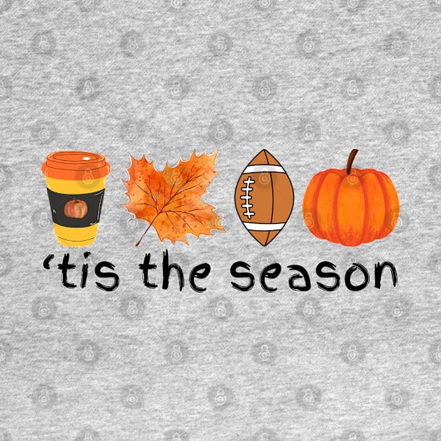 'tis the season Autumn Fall football coffee pumpkin leaf by Pearlie Jane Creations